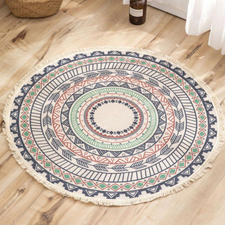 Union Rustic Round Lindy Oriental Handmade Flatweave Beige/Gray Area